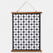 Retro Geometric Leaf Pattern White Hangend Wandkleed (Voorkant)