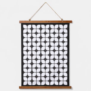 Retro Geometric Leaf Pattern White Hangend Wandkleed