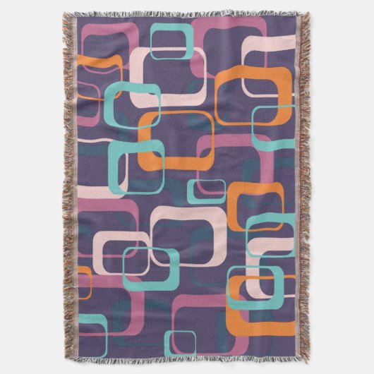 Retro Geometric Mid Century Shapes Art Paars Deken (Voorkant Verticaal)