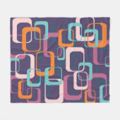 Retro Geometric Mid Century Shapes Art Paars Fleece Deken (Voorkant (Horizontaal))