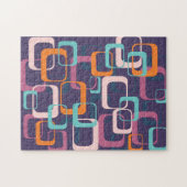 Retro Geometric Mid Century Shapes Art Paars Legpuzzel (Horizontaal)
