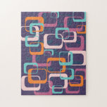 Retro Geometric Mid Century Shapes Art Paars Legpuzzel<br><div class="desc">Een leuke retro vormt een ontwerp in een moderne tijd van atoomruimte met een paarse achtergrond.</div>