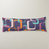 Retro Geometric Mid Century Shapes Art Paars Lichaamskussen (Achterkant)