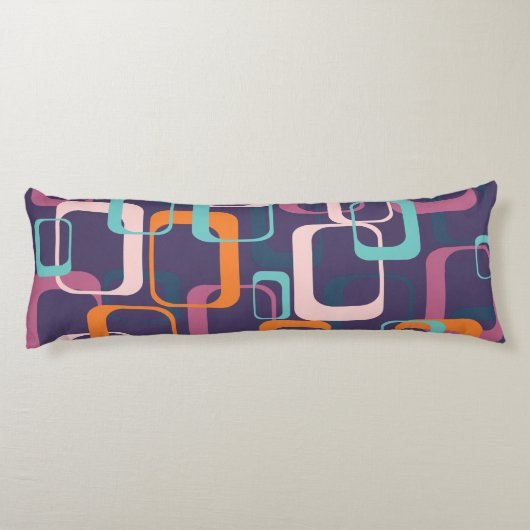 Retro Geometric Mid Century Shapes Art Paars Lichaamskussen (Achterkant)