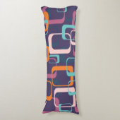 Retro Geometric Mid Century Shapes Art Paars Lichaamskussen (Voorkant Verticaal)