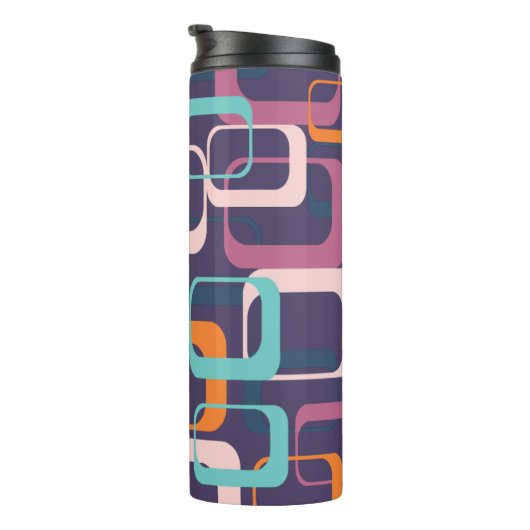 Retro Geometric Mid Century Shapes Art Paars Thermosbeker (Geroteerd rechts)