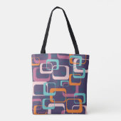 Retro Geometric Mid Century Shapes Art Paars Tote Bag (Achterkant)