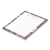 Retro Geometric Mid Century Shapes Art Paarse Name Notitieblok (Linkerzijde)