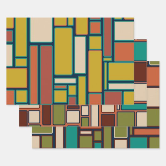 Retro Geometric Middeleeuwse Moderne Patronen Inpakpapier Vel (Set)