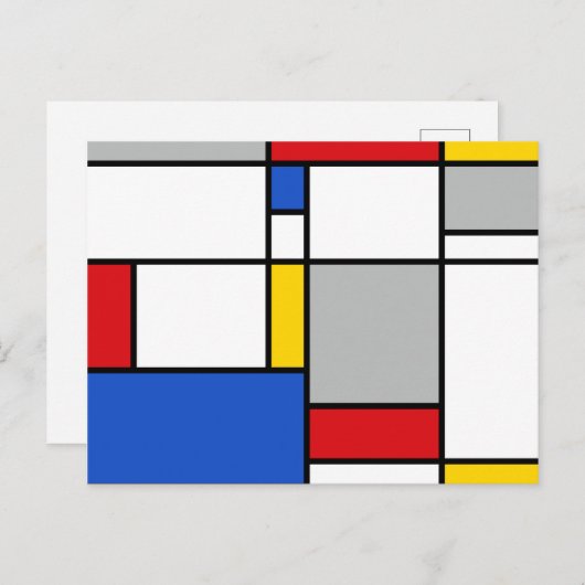 Retro Geometric Mondrian Style Color Compositie Briefkaart (Voorkant / Achterkant)
