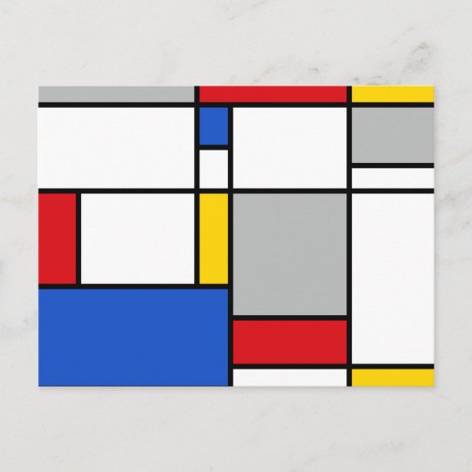 Retro Geometric Mondrian Style Color Compositie Briefkaart (Voorkant)