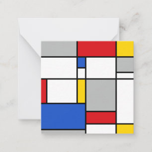 Retro Geometric Mondrian Style Color Compositie Notitiekaartje