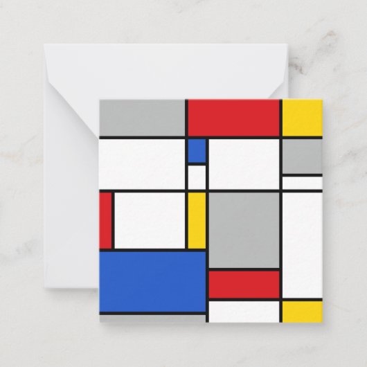 Retro Geometric Mondrian Style Color Compositie Notitiekaartje (Voorkant)