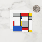 Retro Geometric Mondrian Style Color Compositie Notitiekaartje (Voorkant / Achterkant in situ)