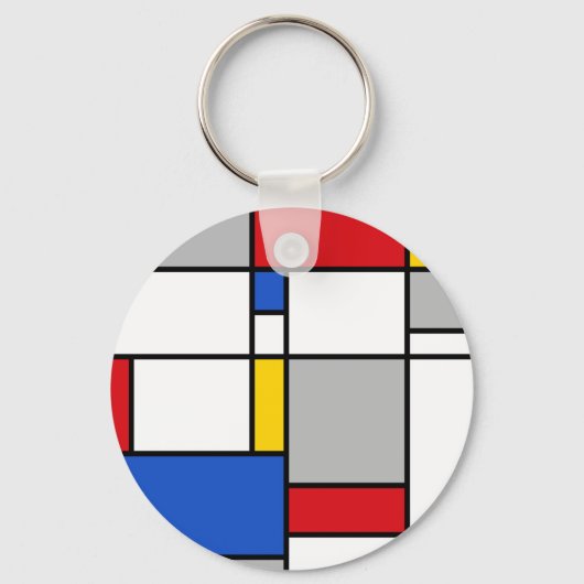 Retro Geometric Mondrian Style Color Compositie Sleutelhanger (Voorkant)