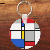 Retro Geometric Mondrian Style Color Compositie Sleutelhanger (Voorkant)