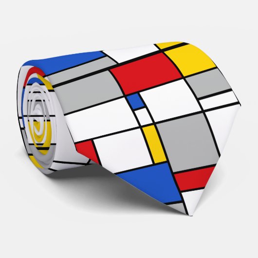Retro Geometric Mondrian Style Color Compositie Stropdas (Opgerold)