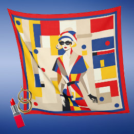 Retro Geometric of a Woman Sjaal