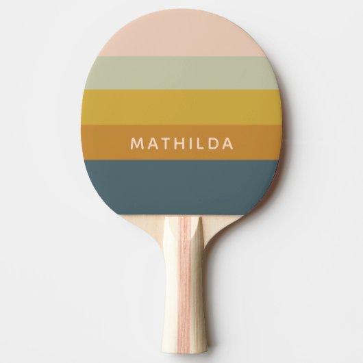 Retro Geometric Pastel Color Block Personalized Tafeltennisbatje (Voorkant)