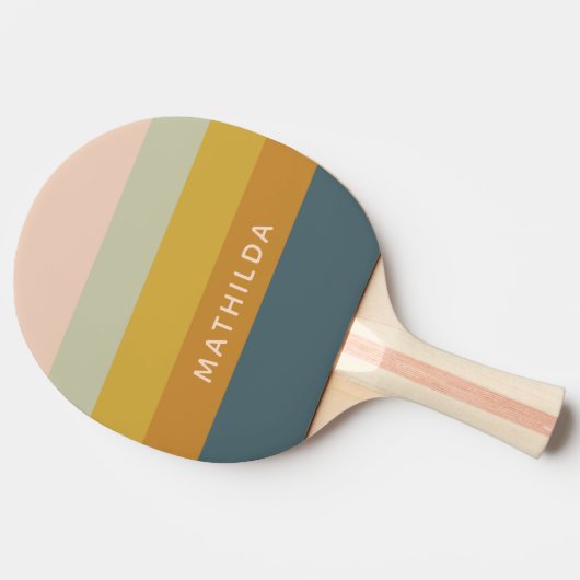 Retro Geometric Pastel Color Block Personalized Tafeltennisbatje (Zijkant)