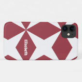 Retro Geometric Pattern Aangepaste naam Rood & Wit Case-Mate iPhone Case (Achterkant (horizontaal))