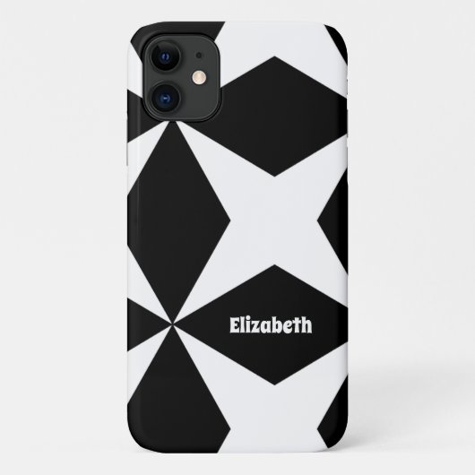 Retro Geometric Pattern Aangepaste naam zwart-wit Case-Mate iPhone Case (Achterkant)