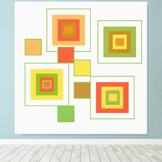 Retro Geometric Pattern Abstract Canvas Afdruk (Insitu (Houten vloer))