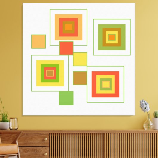 Retro Geometric Pattern Abstract Canvas Afdruk (Insitu (Woonkamer))