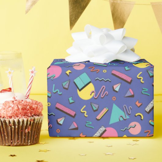 Retro Geometric Pattern Cadeaupapier (Verjaardagsfeest)