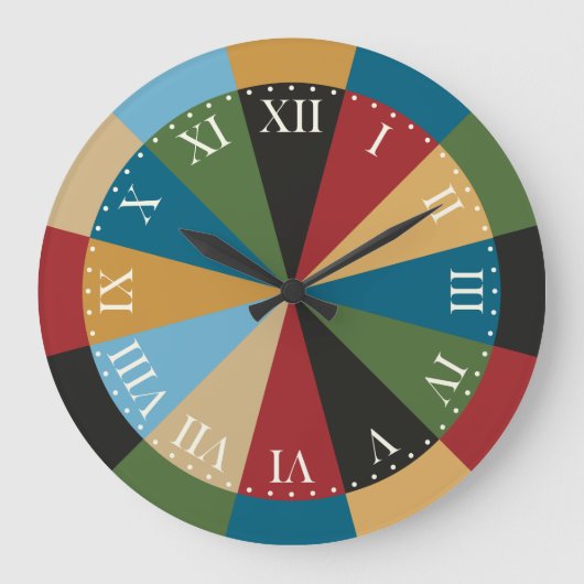 Retro Geometric Pattern Elegant Italiaanse kleuren Grote Klok (Voorkant)