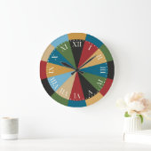 Retro Geometric Pattern Elegant Italiaanse kleuren Grote Klok (Huis)
