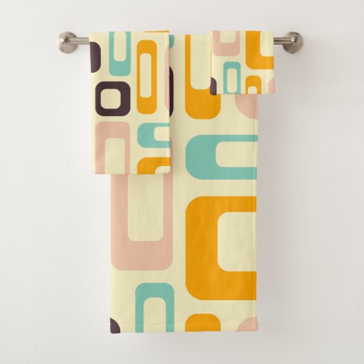 Retro geometric pattern in light beige background bad handdoek (Insitu)