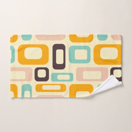 Retro geometric pattern in light beige background bad handdoek (Handdoek)