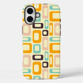 Retro geometric pattern in light beige background iPhone 16 plus hoesje