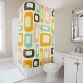 Retro geometric pattern in light beige background douchegordijn (In situ)