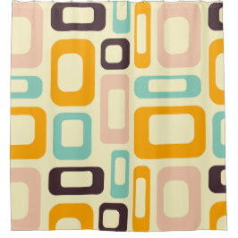 Retro geometric pattern in light beige background douchegordijn