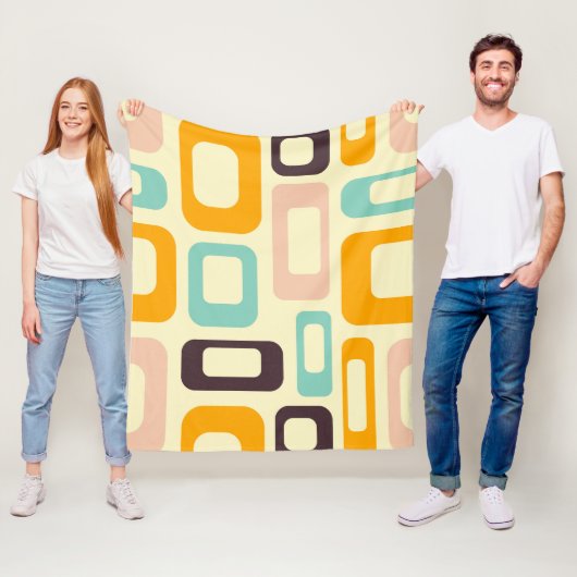 Retro geometric pattern in light beige background fleece deken (In situ)