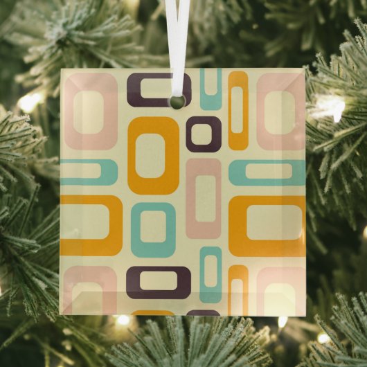 Retro geometric pattern in light beige background glas ornament (Insitu)