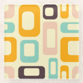 Retro geometric pattern in light beige background glazen onderzetter (Voorkant)