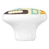 Retro geometric pattern in light beige background keramische knop (Zijkant)