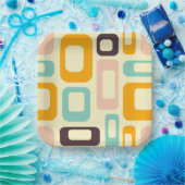 Retro geometric pattern in light beige background papieren bordje (Feest)