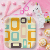 Retro geometric pattern in light beige background papieren bordje (Feest)