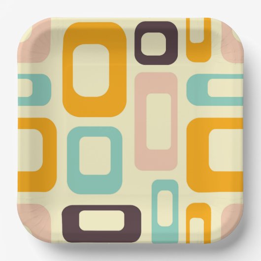Retro geometric pattern in light beige background papieren bordje (Voorkant)