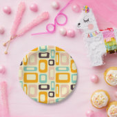 Retro geometric pattern in light beige background papieren bordje (Feest)