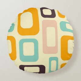 Retro geometric pattern in light beige background rond kussen