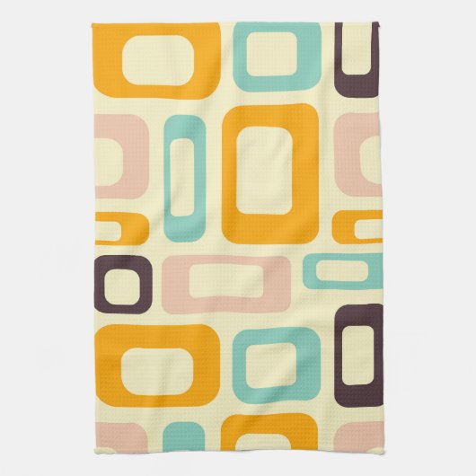 Retro geometric pattern in light beige background theedoek (Verticaal)