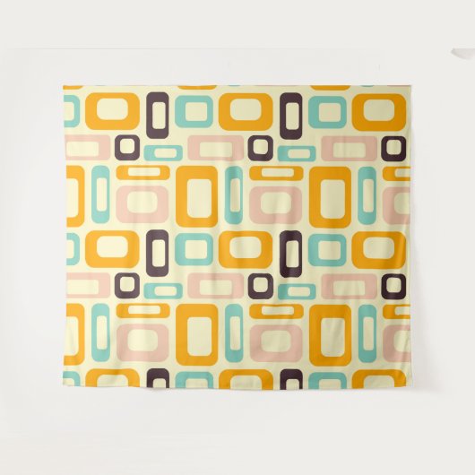 Retro geometric pattern in light beige background wandkleed (Voorkant (horizontaal))