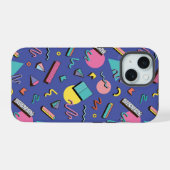 Retro Geometric Pattern iPhone 15 Case (Achterkant horizontaal)