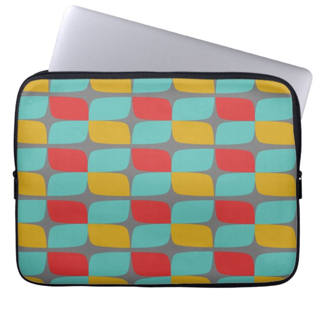Retro Geometric Pattern op grijs Laptop Sleeve (Voorkant)