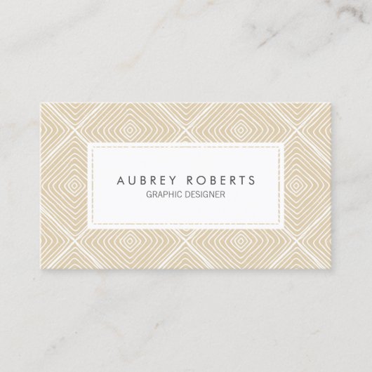 Retro Geometric Pattern Professional Beige White Visitekaartje (Voorkant)